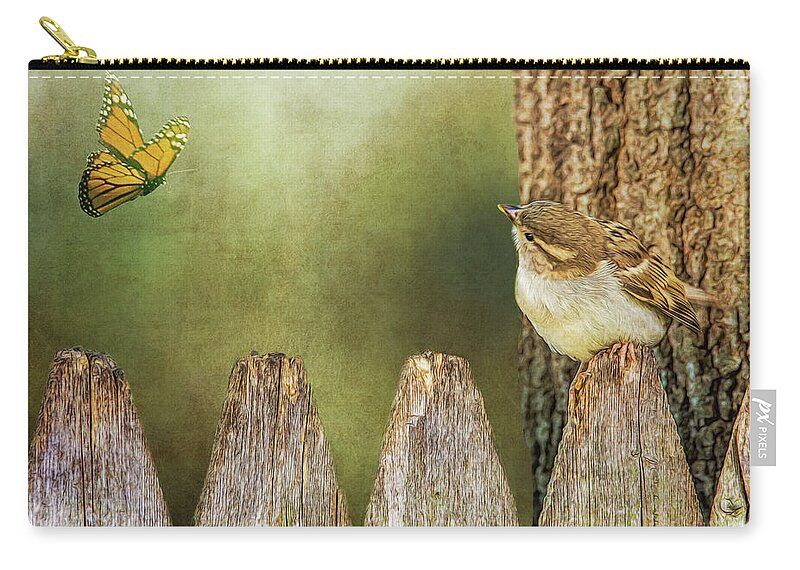 Sparrow Zip Pouch featuring the photograph Hello #1 by Cathy Kovarik