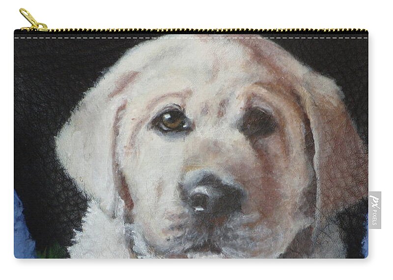 Yellow Labrador Zip Pouch featuring the painting Homer #1 by Carol Russell