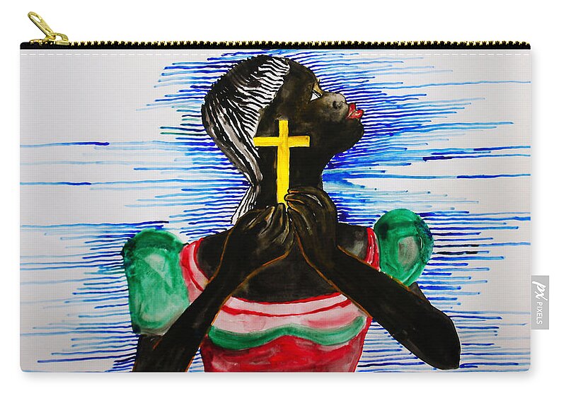  Zip Pouch featuring the painting Hope For Peace In South Sudan #1 by Gloria Ssali