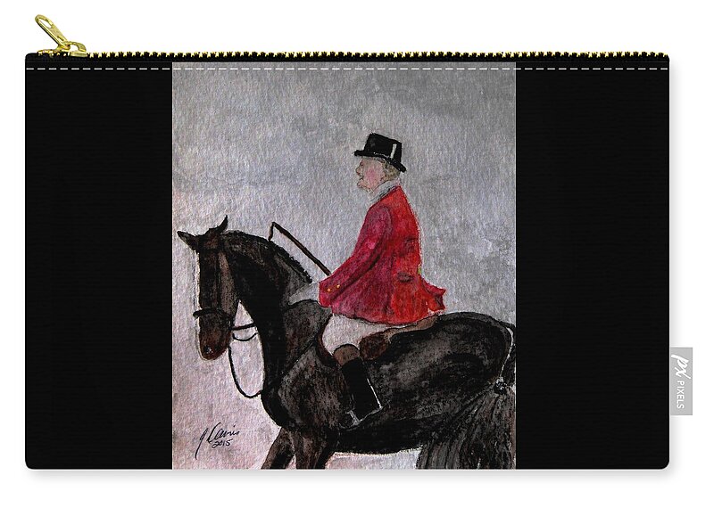 Foxhunting Zip Pouch featuring the painting In The Pink 2 by Angela Davies