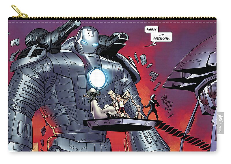 Iron Man Zip Pouch featuring the digital art Iron Man #1 by Maye Loeser
