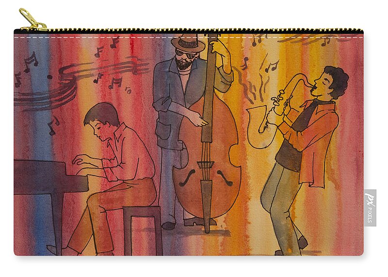 Figurative Zip Pouch featuring the painting Jazz Trio by Heidi E Nelson