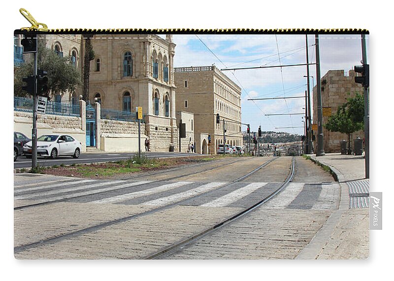 Jerusalem Zip Pouch featuring the photograph Jerusalem French Hospital #1 by Munir Alawi