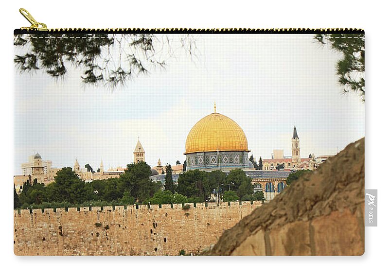 Jerusalem Zip Pouch featuring the photograph Jerusalem Walls #1 by Munir Alawi