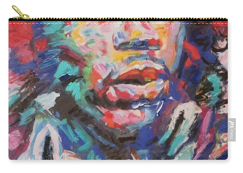Rock Star Zip Pouch featuring the painting Jimi Hendrix #1 by Sam Shaker