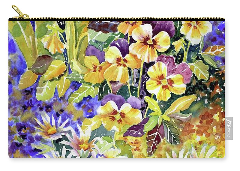 Watercolor Zip Pouch featuring the painting Joyful Noise #1 by Ann Nicholson