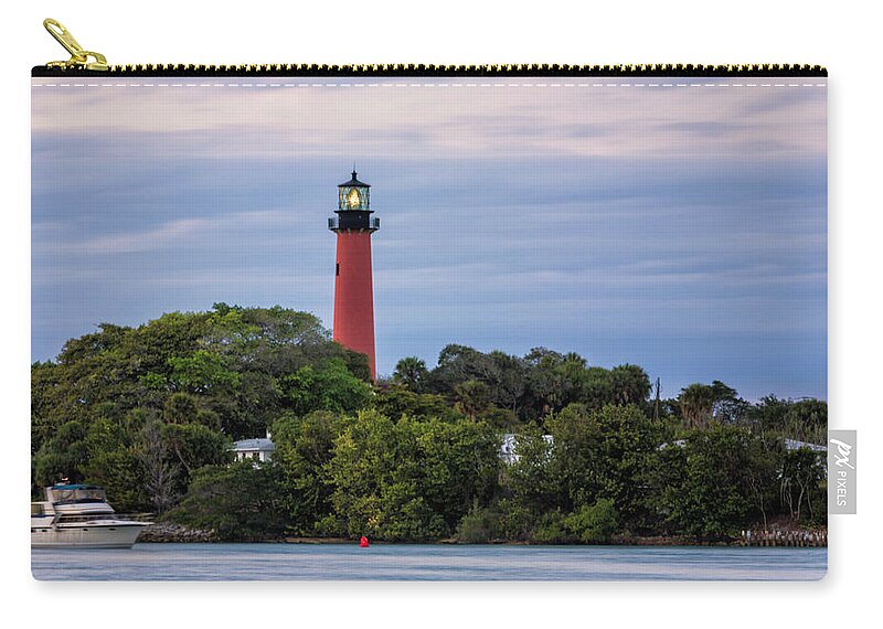Jupiter Lighthouse Zip Pouch featuring the photograph Jupiter Inlet Lighthouse #1 by Fran Gallogly