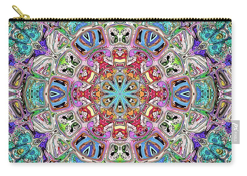 Kaleidoscope Zip Pouch featuring the digital art Kaleidoscope of Colors #1 by Phil Perkins