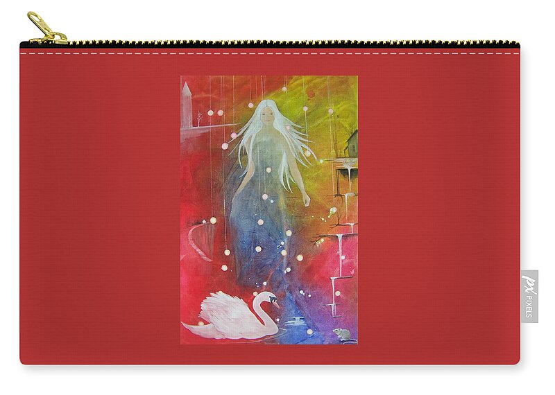 Girl Carry-all Pouch featuring the painting Kendra and the Swan by Jackie Mueller-Jones