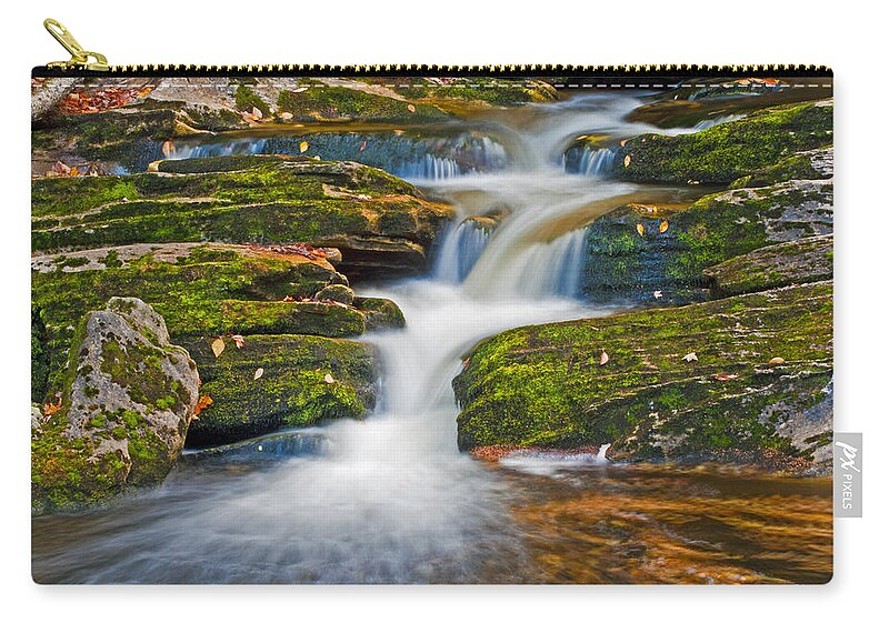 Waterfall Zip Pouch featuring the photograph Kent Falls #1 by David Freuthal