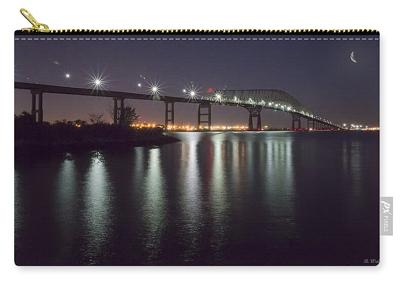 2d Zip Pouch featuring the photograph Key Bridge At Night #1 by Brian Wallace