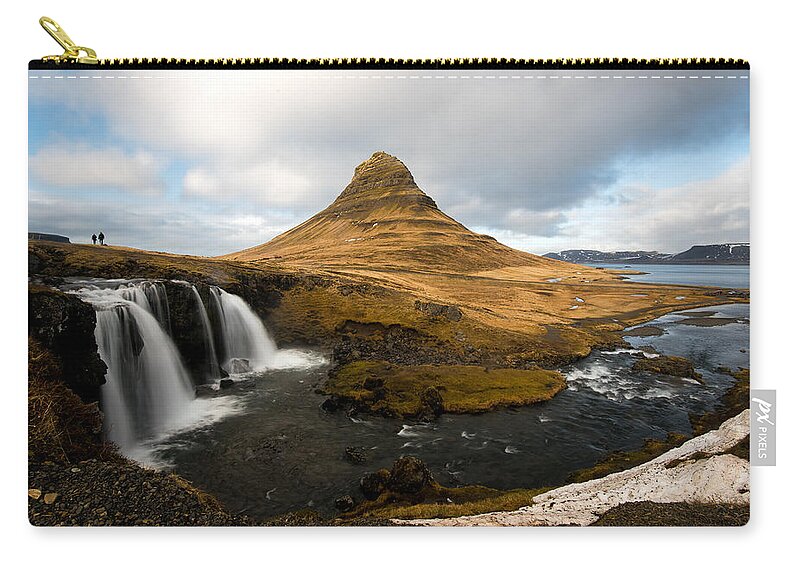 Kirkjufellsfoss Carry-all Pouch featuring the photograph Kirkjufellsfoss waterfalls by Michalakis Ppalis