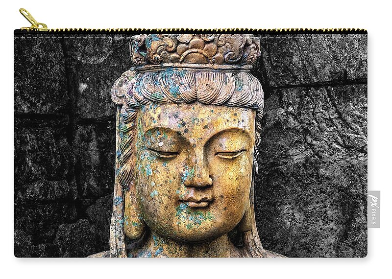 Buddha Zip Pouch featuring the photograph Quan Yin #1 by Sandra Selle Rodriguez