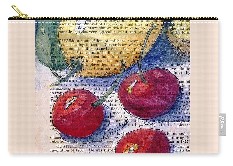 Lemon Carry-all Pouch featuring the painting Lemon and Cherries 3 by Maria Hunt