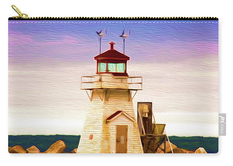 Lighthouse Zip Pouch featuring the painting Lighthouse #1 by Prince Andre Faubert