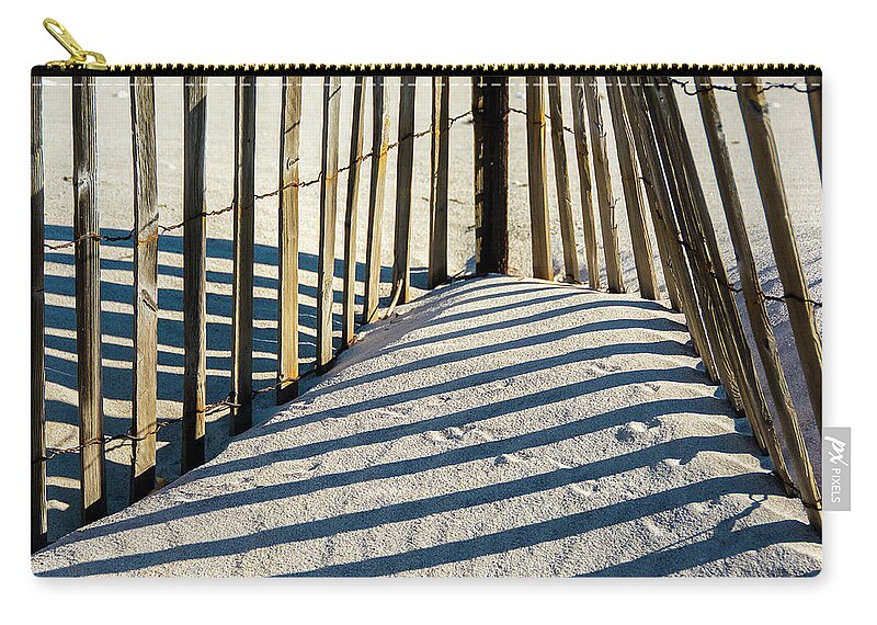 Fence Zip Pouch featuring the photograph Lines In The Sand #1 by Cathy Kovarik