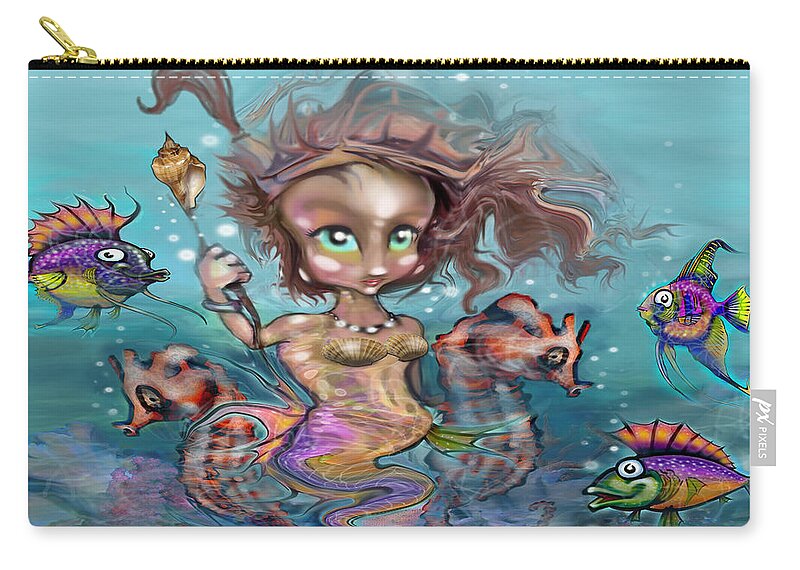 Mermaid Zip Pouch featuring the painting Little Mermaid #1 by Kevin Middleton