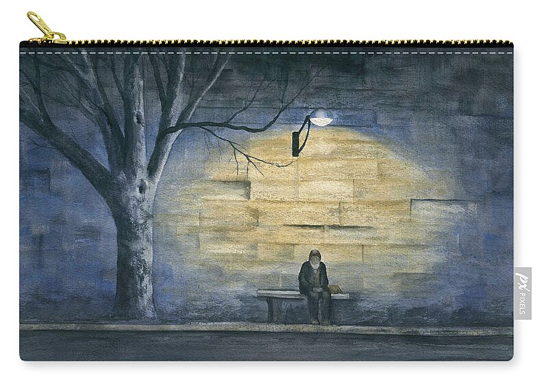 Paris Zip Pouch featuring the painting Lonely in Paris #1 by Mary Tuomi
