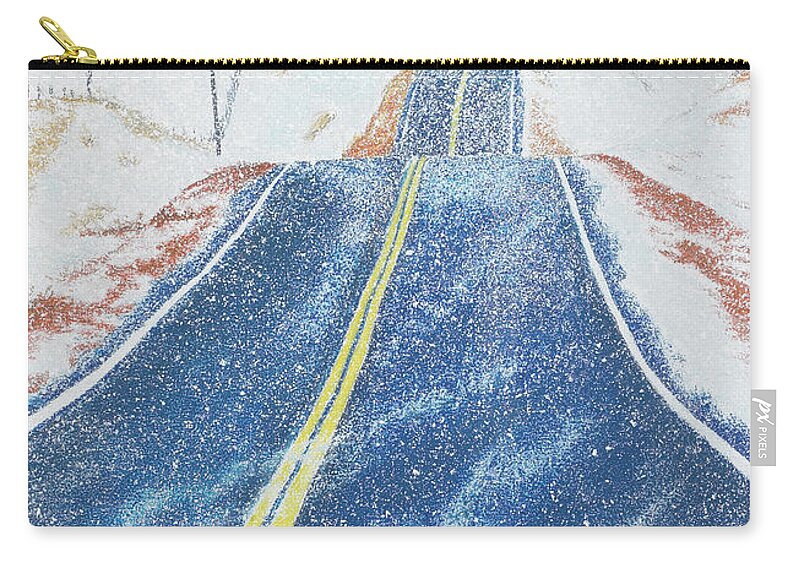 Kansas Zip Pouch featuring the pastel Lonesome Highway #2 by Garry McMichael