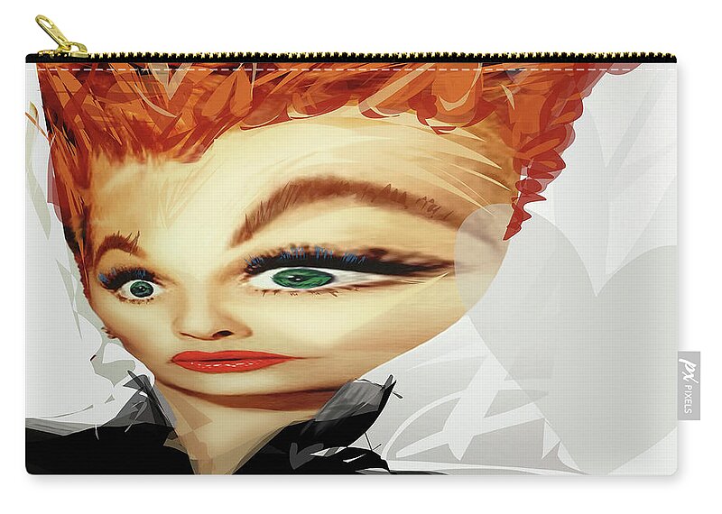 Lucy Zip Pouch featuring the mixed media Lucy #1 by Russell Pierce