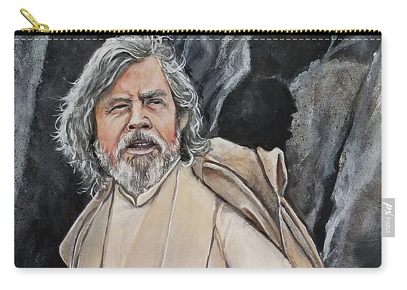 Luke Skywalker Zip Pouch featuring the painting Luke Skywalker #1 by Tom Carlton