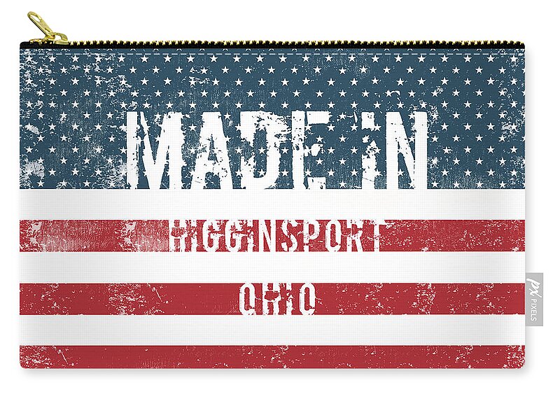 Higginsport Zip Pouch featuring the digital art Made in Higginsport, Ohio #1 by Tinto Designs