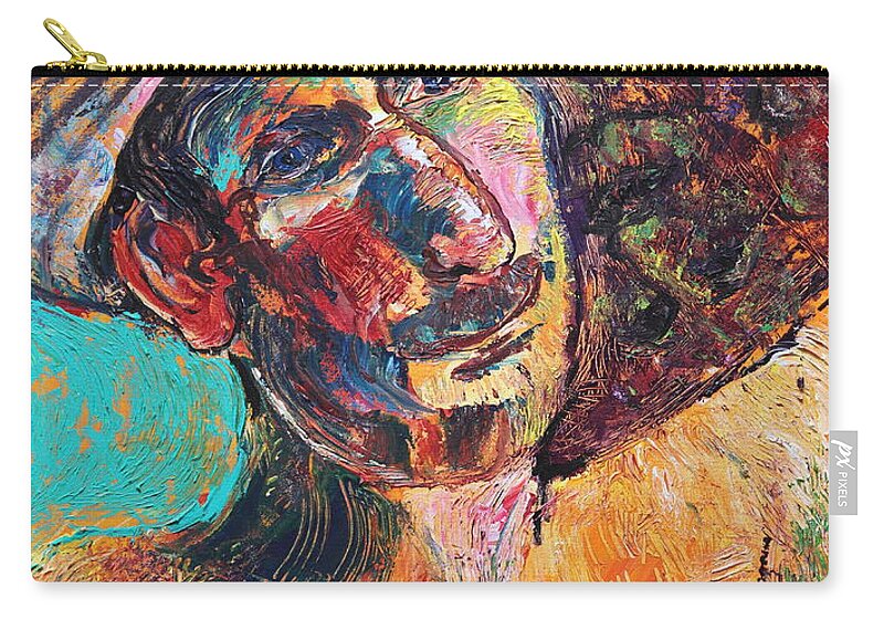 Portrait Zip Pouch featuring the painting Man in the sun by Madeleine Shulman