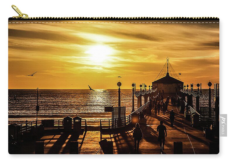Pier Zip Pouch featuring the photograph Pier of Gold by April Reppucci