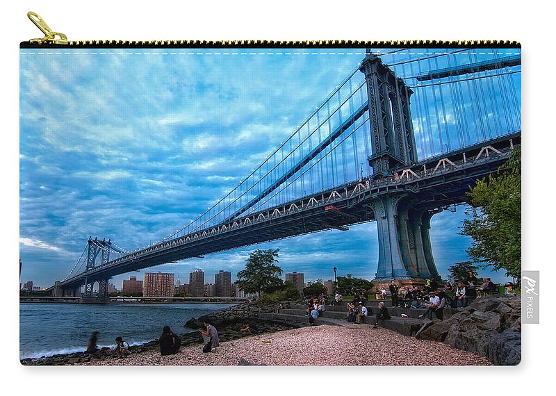 Manhattan Bridge Zip Pouch featuring the photograph Manhattan Bridge #1 by Jackie Russo