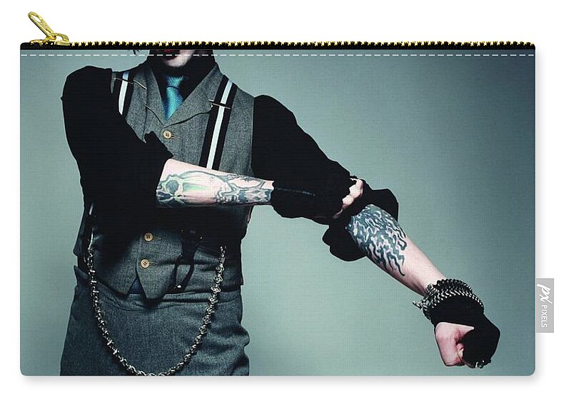 Marilyn Manson Zip Pouch featuring the photograph Marilyn Manson #1 by Mariel Mcmeeking