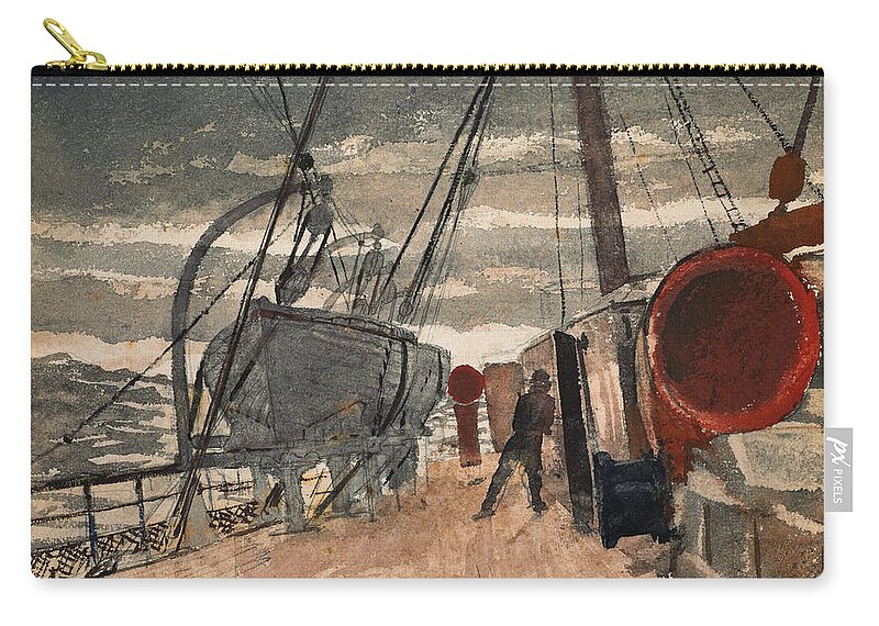 Winslow Homer Zip Pouch featuring the drawing Marine #1 by Winslow Homer