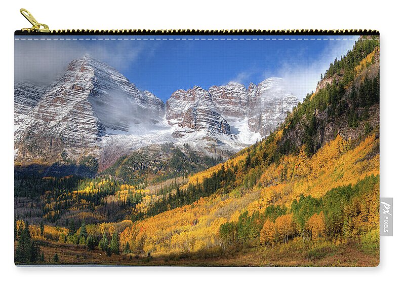 Colorado Zip Pouch featuring the photograph Maroon Bells #2 by Steve Stuller