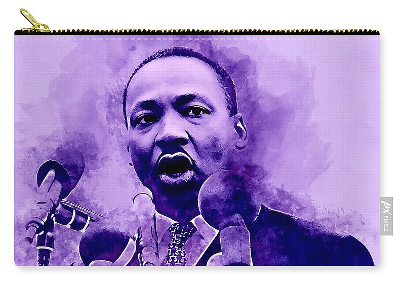 Martin Luther King Jr Zip Pouch featuring the mixed media Martin Luther King #3 by Marvin Blaine