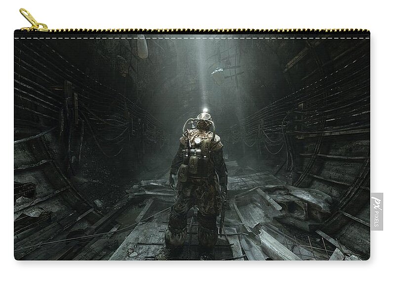 Metro Last Light Redux Zip Pouch featuring the digital art Metro Last Light Redux #1 by Maye Loeser
