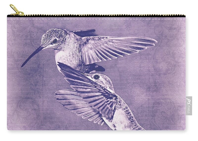 Hummingbirds Zip Pouch featuring the photograph Mid-Flight II #1 by Leda Robertson