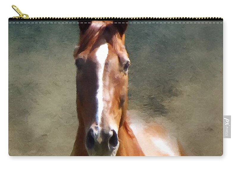 Misty Zip Pouch featuring the painting Misty In The Moonlight P D P #1 by David Dehner