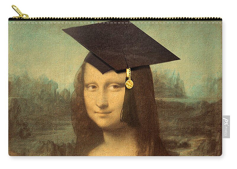 Da Vinci Zip Pouch featuring the painting Mona Lisa Graduation Day #2 by Gravityx9 Designs