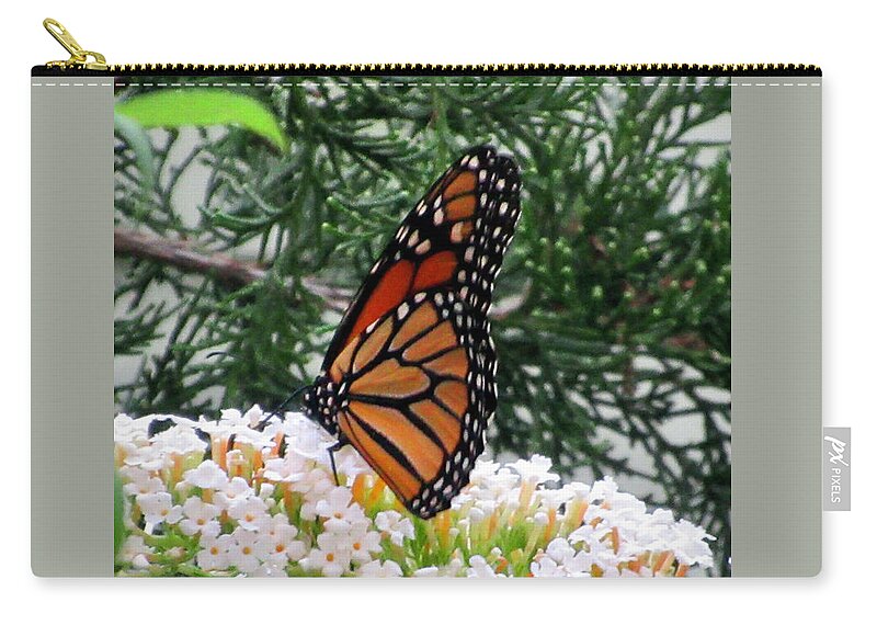 Butterfly Zip Pouch featuring the photograph Monarch Butterfly In The Garden 2 by CAC Graphics