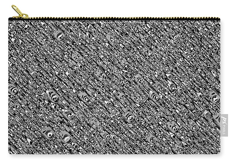 Black And White Carry-all Pouch featuring the digital art Monochromatic Abstract by Phil Perkins
