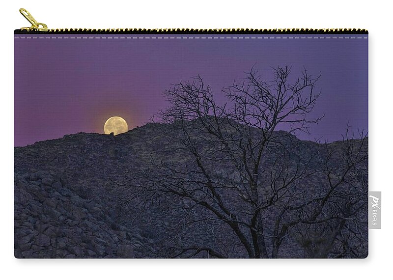 Full Carry-all Pouch featuring the photograph Moon set at sunrise by Gaelyn Olmsted