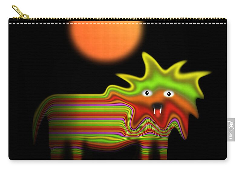 Lion Zip Pouch featuring the painting Moonlight #1 by Charles Stuart