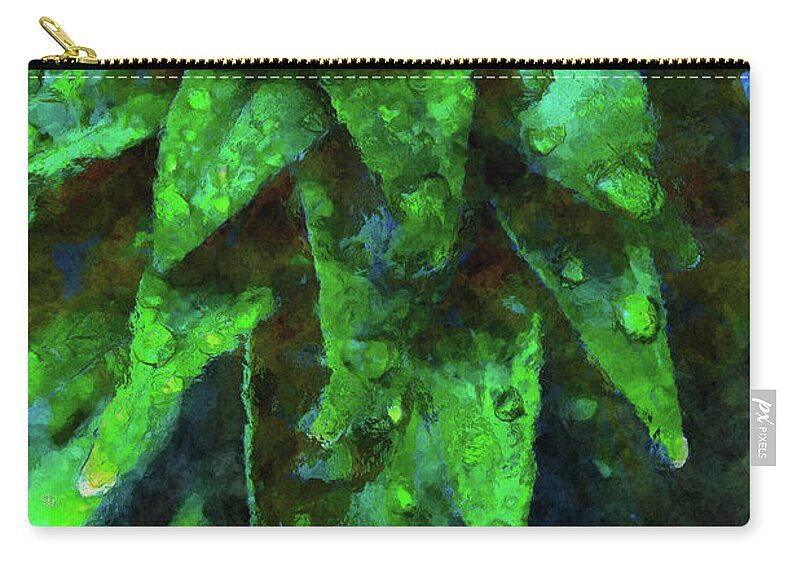 Plant Zip Pouch featuring the photograph Morning Dew On Plant #1 by Phil Perkins