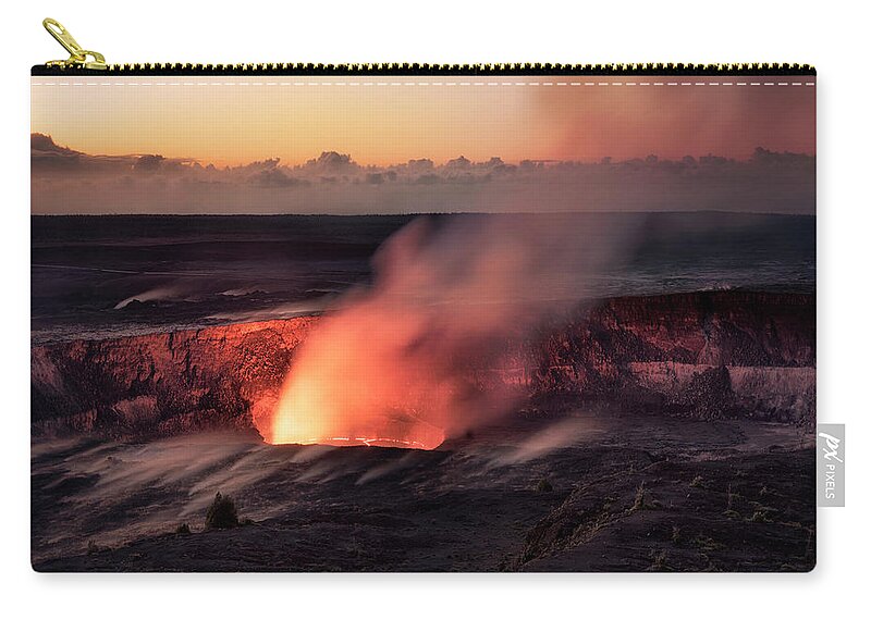 Halemaumau Crater Zip Pouch featuring the photograph Morning Eruption by Nicki Frates