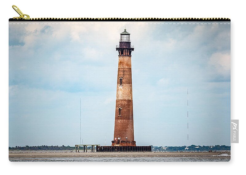 Architecture Zip Pouch featuring the photograph Morris Island Lighthouse #1 by Doug Long