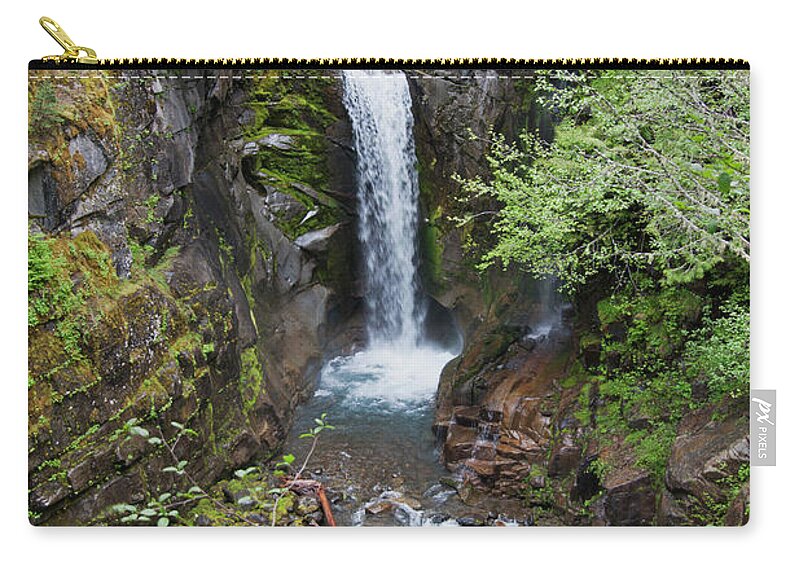 2016052100041 Zip Pouch featuring the photograph Mountain Waterfall by Robert Braley
