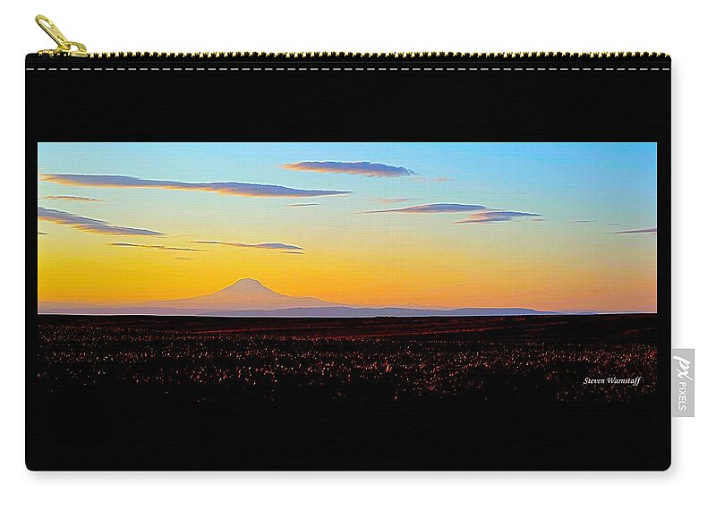 Oregon Zip Pouch featuring the photograph Mt. Adams Sunset by Steve Warnstaff