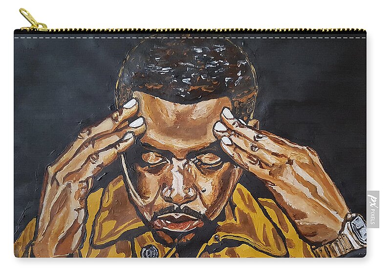 Nas Zip Pouch featuring the painting Nas #1 by Rachel Natalie Rawlins