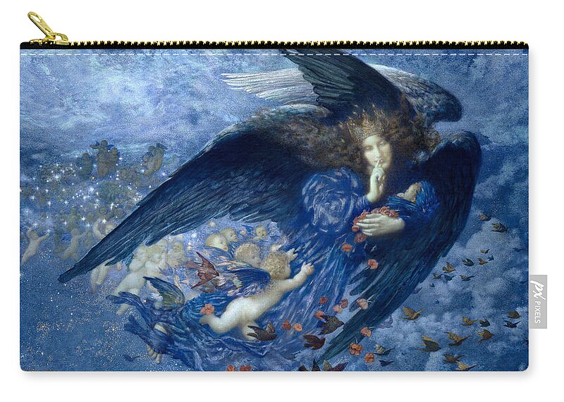 Edward Robert Hughes Zip Pouch featuring the painting Night With Her Train Of Stars #1 by Edward Robert Hughes
