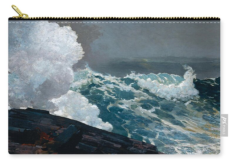 Winslow Homer Zip Pouch featuring the painting Northeaster #5 by Winslow Homer