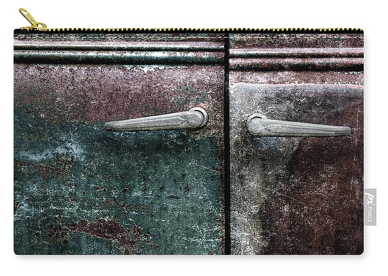 Old Zip Pouch featuring the photograph Old Car Weathered Paint #1 by Carol Leigh